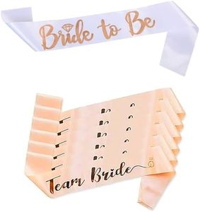 Bride To Be Sash and Team Bride Sashes 7Pcs set, Supplies with Shiny Rose-Gold Sash Bridesmaid Sashes for Bridal Party Wedding Decorations（White and Pink）