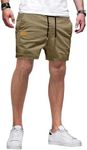 JMIERR Mens Shorts Casual Summer Cotton Twill Golf Short Elastic Waist, 3XL, Light French Beige