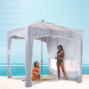 UPWELL Beach Tent Easy Set Up Canopy Sun Shelter Shade with UPF 50+UV Protection Portable Beach Umbrella Outdoor Sunwall with Sand Pockets for Fishing Backyard Camping(Navy Blue)