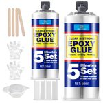 5 Minute Epoxy Adhesive - 3.4oz Clear Epoxy Glue Fast Repair 2 Part Epoxy Glue, Super Tough and Durable, Fast Cure Repair Glue for Wood, Metal, Plastic, Glass, Ceramic, Fabric