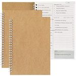 Time Management Manual Daily Planner Notepad, to Do List Pad Brown Kraft Cover 100 Pages/ 50 Sheets,190 x130mm Achieve Your Goals Improve Things to Do Today - Pack of 2