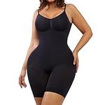 FeelinGirl Low Back Shapewear Bodysuit for Women Tummy Control Seamless Body Shaper for Dresses（Black XL/XXL）