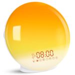 Cadrim Wake up Light, Natural Sunrise Simulation Alarm Clock Sunset Fading with Dual Alarm Clocks Snooze Function 7 Natural Sounds Setting Color Changeable Beside Nightlight and FM Radio for Bedroom