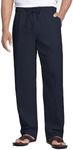 COOFANDY Men's Linen Elastic Pants Casual Regular Fit Golf Beach Pants Navy Blue, Straight