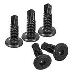 uxcell Hex Socket Self Tapping Screws, 1/4 x 3/4 410 Stainless Steel Sheet Metal Flat Head Drilling Screw 50pcs, Black