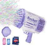 2023 Bubble Machine Gun, Yoarmyt Bazooka Bubble Gun with 2 Bottles Bubble Refill Solution, 69-Holes Bubble Maker Toys for Kids, Summer Toy Gift for Outdoor Indoor Birthday Wedding Party (Purple)