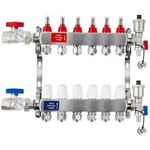 WiseWater Radiant Heat Manifold, 6 Loop PEX Tubing Manifolds with Compatible Outlets, for Hydronic Radiant Floor Heating (1/2" 3/4" PEX adapters sold separately)