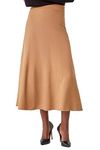 Roman Originals Knitted Skirt for Women UK Ladies Midi Maxi Full Length Winter Autumn A-Line Swing Pull On Smart Casual Work Office Elasticated Waist Flattering Knit Knitwear - Camel - Size 16