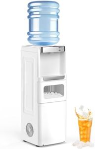 Electactic Water Dispenser with Ice Maker, Top Loading Hot & Cold Water Cooler for 5 Gallon Bottles, Child Safety Lock, Ideal for Home, Office, Garage – White