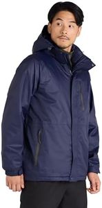 Mountain Warehouse Bracken Extreme Mens 3 in 1 Waterproof Jacket – Adjustable Mens Coat, Warm Rain Jacket, Headphone Compatible Outerwear – Spring Summer, Camping Indigo S