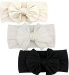 Hjiaruiky Baby Headbands Baby Girls Bows Headband Newborn Bow Handmade Soft Headbands with Bows Hairbands for Infant Toddler (BLACK+WHITE+BEIGE)