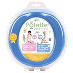 Potette 2 in1 Travel Potty and Toilet Reducer,Blue - Includes 3 Spare Parts