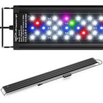 SEAOURA Led Aquarium Light for Plants-Full Spectrum Fish Tank Light with Timer Auto On/Off, Adjustable Brightness, White Blue Red Green Pink LEDs with Extendable Brackets for Freshwater (91-106cm)