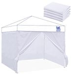 Fanpat Instant Canopy Tent Sidewalls for 10x10 Pop Up Canopy 210D Waterproof,4 Piece Sidewalls, with Doors,White(4PCS Sidewalls Only, Canopy Tent NOT Included)