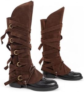 LGFKJNNJ Medieval Pirate Boot Covers Men Women: Faux Leather Renaissance Boots Cover Steampunk Viking Costume Accessory for Halloween,Brown Jedi Boot Cover