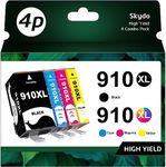 910XL Ink Cartridges Combo Pack, 8022 Ink, 8025 Ink Replacement for HP 910XL 910 XL Work with HP Officejet Pro 8020 Ink Cartridges 8025 8028 8030 Printer Ink (Black and Color, 4 Pack)