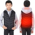 Boys Girls Heated Vest USB Charging Electric Body Warmer Gilet for Kids Heated Jacket with Power Bank Heating Waistcoat Waterproof Windproof Clothing Keep Warm in Winter for Child 4-15 Years