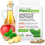 MealZyme - Digestive Enzyme Supplements - 6 Vegan Plant Based Complex with Bromelain, Betain HCL, Amylase, Protease, Lipase, Papain and Peppermint for Indigestion and Bloating Relief - 90 Capsules