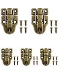 QWORK® Antique Toggle Catch Latch Clasp, Vintage Retro Style Bronze Buckle Lock for Box Suitcase Wooden Case, Lock Box Tool, Pack of 5