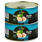 Octoking Canned Tuna Chunks in Brine Spring Water, 185g (Pack of 2)