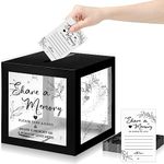 50 Pcs Greenery Share a Memory Cards for Collections of Life, Memory Cards Box Guest Card Ideas for Funeral Graduation Wedding Bridal Shower Birthday Anniversary Retirement (Black)