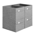 SONGMICES Storage Organisers, Set of 4 Wardrobe Storage Baskets, 40 x 30 x 25 cm, 2 Handles, Foldable, Oxford Fabric and Linen-Look Fabric, Washable, Metal Label Holders, Dove Grey ROB240G04