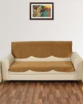 Yellow Weaves Velvet 3 Seater Quilted Sofa Cover and Chair Cover, Seat & Back Cover, Color - Brown