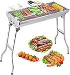 Uten Barbecue Grill, Stainless Steel BBQ, Large Folding Portable BBQ Grill, Charcoal Grill for Outdoor Cooking Camping Hiking Picnics