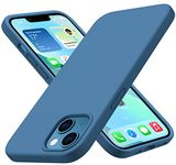 CellEver Silicone Mobile Phone Case Cover for iPhone 13, Slim Shockproof with Soft Touch Microfiber Lining Cushion (Blue)