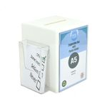 Pos Display Shop White Acrylic Ballot Box Suggestion Box Exhibition Box Comments Box Collection Box Feedback Box with Side Pocket Leaflet Holder - PDS9470WHITE