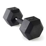 CAP Barbell 40 lb Rubber Coated Hex Dumbbell with Comfort Grip Handle