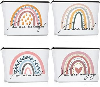 Saintrygo 4 Pcs Rainbow Cosmetic Bag Teacher Nurse Inspirational Gift Bags for Women Girls You Are Loved Beautiful Kind Makeup Bag Bulk Personalized Canvas Purse Pouch for Toiletry Travel(Fresh)