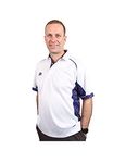 Henselite Lowland Mens Lawn Bowling Polo Top-Color White Blue Red, Size M