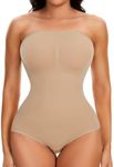 Joyshaper Women Strapless Bodysuit Shapewear Tummy Control Body Shaper Compression Bodysuit Top Sexy Sleeveless Summer Top Jumpsuits, Beige, S