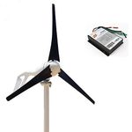 Marsrock Light and Powerful Small Three Colors 3 Blade 400W Wind Turbine Generator Kit AC 12V/24V with Windmill Generator Controller for Home Use (12V-Black)