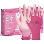 Pink Large Working Gloves with PU C