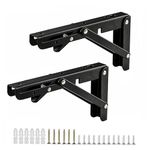 Folding Shelf Brackets 8 Inch, 2Pack Folding Drop-leaf Table Worktop Brackets Supports Wall-mounted,Heavy Duty Folding Shelving Brackets | Sturdy & Space-Saving, Load: 50kg /110lbs