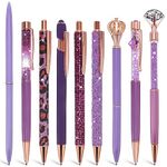 9 PCS Crystal Diamond Pens, Retractable Metal Ballpoint Pen Crystal Glitter Pens Black Ink Fancy Pens Gifts for Women Girls School Wedding Office Desk Supplies