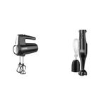 BLACK+DECKER Hand Held Mixer MX610BC, 5-Speed, Black & ® 2-Speed Immersion Blender, Black, HB2402BC