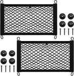 2 Pieces Stretchable Small Cargo Net Pocket Storage Mesh Net Elastic Automotive Cargo Nets Storage Pouch with 8 Pieces Mounting Screws and Hooks for Truck Car SUV Boats(17.7 x 9.8 Inches)