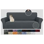 JIVINER Stretch Pet Couch Covers 3 Seater Sofa Covers 1-Piece Jacquard Sofa Slip Covers 3 Seats Washable Thick Couch Covers Furniture Protector with Elastic Bands (Sofa, Dark Gray)