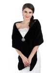 Unicra Women's Wedding Faux Fur Shawls and Wraps Bridal Fur Scarf Stoles with Rhinestones Brooch for Bride and Bridesmaids, Black, One Size