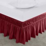 Utopia Bedding King Elastic Bed Ruffle - Easy Wrap Around Ruffle - Microfiber Bed Skirt with Adjustable Elastic Belt 16 Inch Tailored Drop - Hotel Quality Bedskirt, Fade Resistant (King, Burgundy)