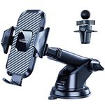 Rainway Phone Holder for Cars, 3 in 1 Car Phone Holder, Universal Mobile Phone Holder for Car for Dashboard/Windscreen/Air Vent , 360° Rotation Car Phone Mount Compatible with iPhone Samsung etc.