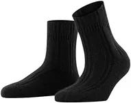 FALKE Women's Bedsock Socks, Cozy Warm Ultra Soft, Angora Wool, Crew Length, Warming, Trendy Leisure Clothing, Black (Black 3009), 5-7.5, 1 Pair