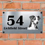 Precision Designs Dog Collection - Jack Russell Aluminium House Sign Personalised With Your House Name/Number & Street Name