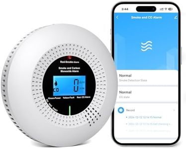 PHYSEN WiFi Détecteur de Fumée et de Monoxyde de Carbone, Durée de Vie de 10 Ans avec Batterie Remplaçable, avec Écran Numérique LCD Haute Précision, Certifié Normes EN14604 et EN50291, 1St