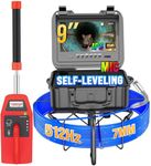Anysun Sewer Camera with Locator Set 300ft, Self-Leveling, 7mm Cable with Meter Marking, IP68 Waterproof Plumbing Endoscope Drain Snake Camera with 9'' Color Screen, 12pcs Light, Recorder with 32GB
