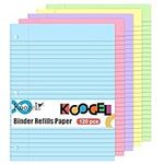 Koogel Binder Refills Paper, 120 Sheets Lined Filler Paper 3 Holes Punch for A4 A5 Notebook Binder Planner School Office 5 Colours