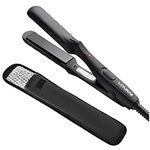 Lovani Mini Portable Flat Iron Tourmaline Ceramic Dual Voltage Travel Iron For Worldwide Use LED Indicator Hair Straightener (Ceramic Mini), Black